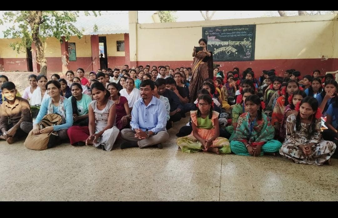 Secondary Training College student-teachers participating in a community gathering at Shantivan